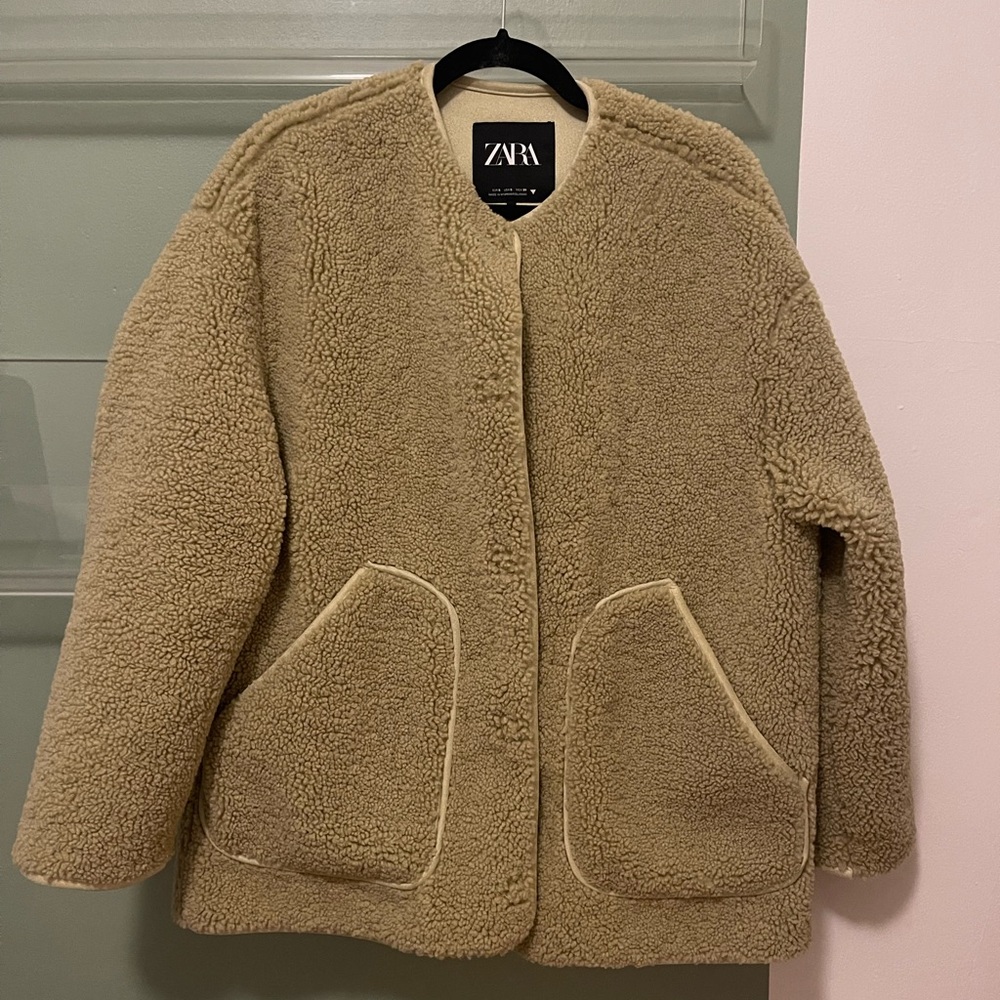 Sage Green Zara Sherpa/Teddy Jacket